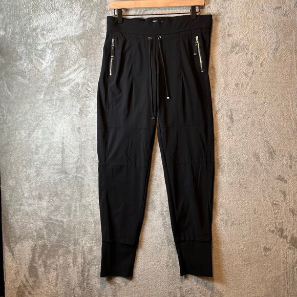 Raffaello Rossi Athletic Candy Joggers Zipper Pockets Black Size 36, US Size 6